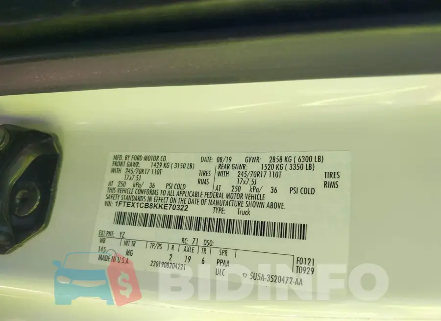 1FTEX1CB8KKE70322 Photo# 9