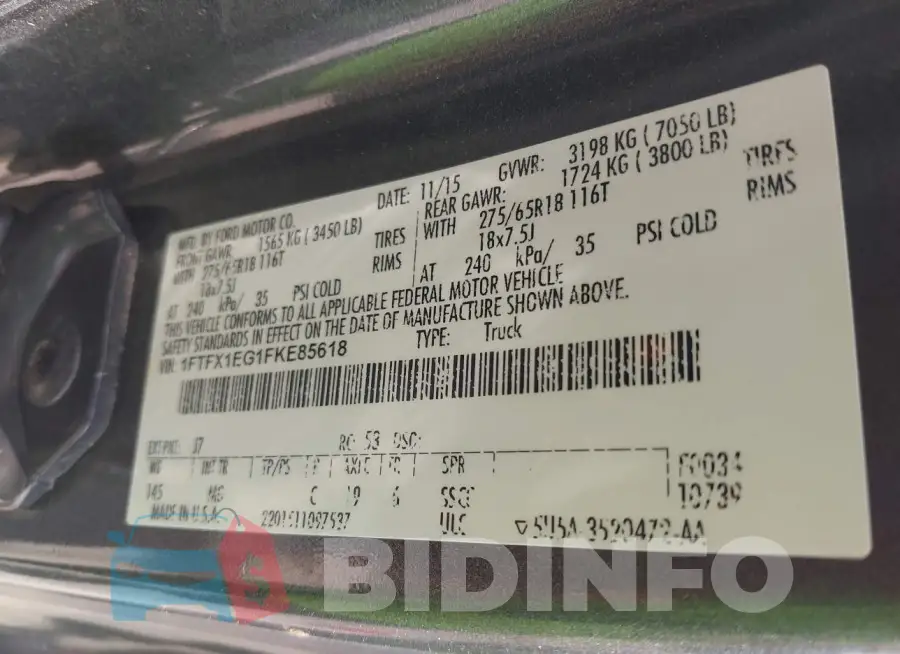 1FTFX1EG1FKE85618 Photo# 9