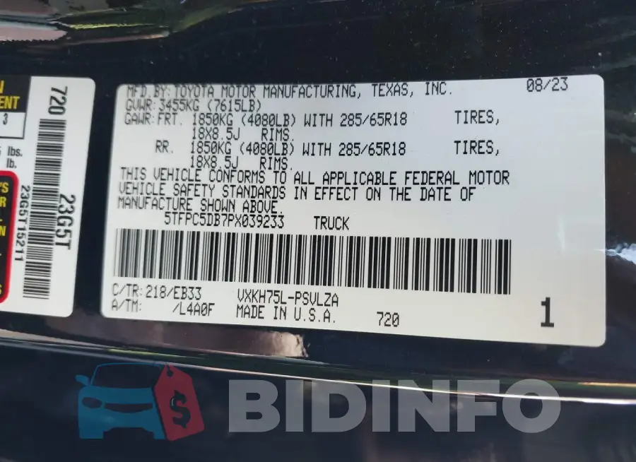5TFPC5DB7PX039233 Photo# 9