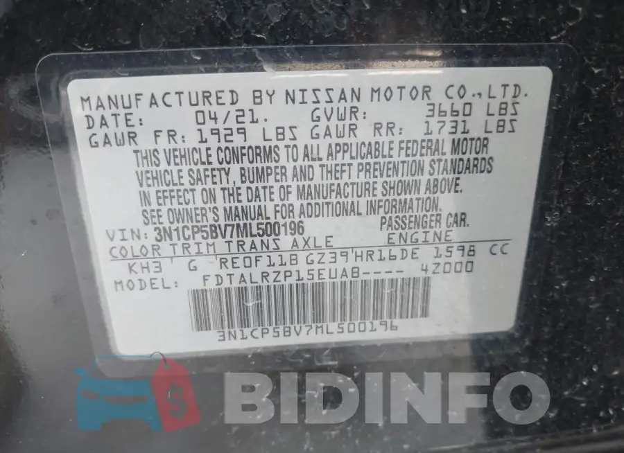 3N1CP5BV7ML500196 Photo# 9