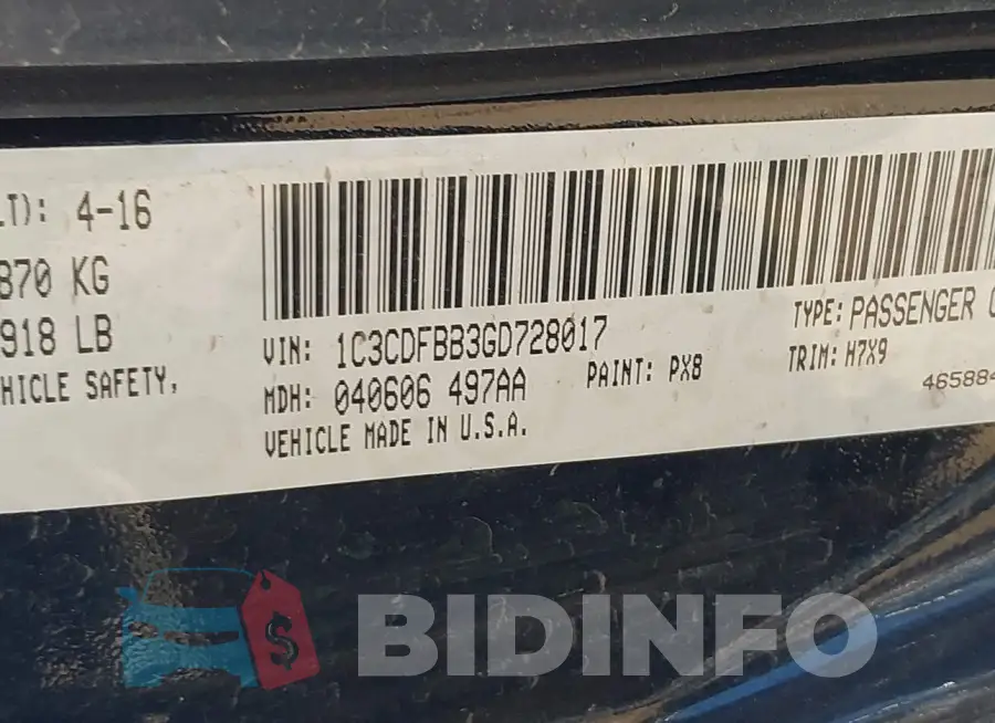 1C3CDFBB3GD728017 Photo# 9