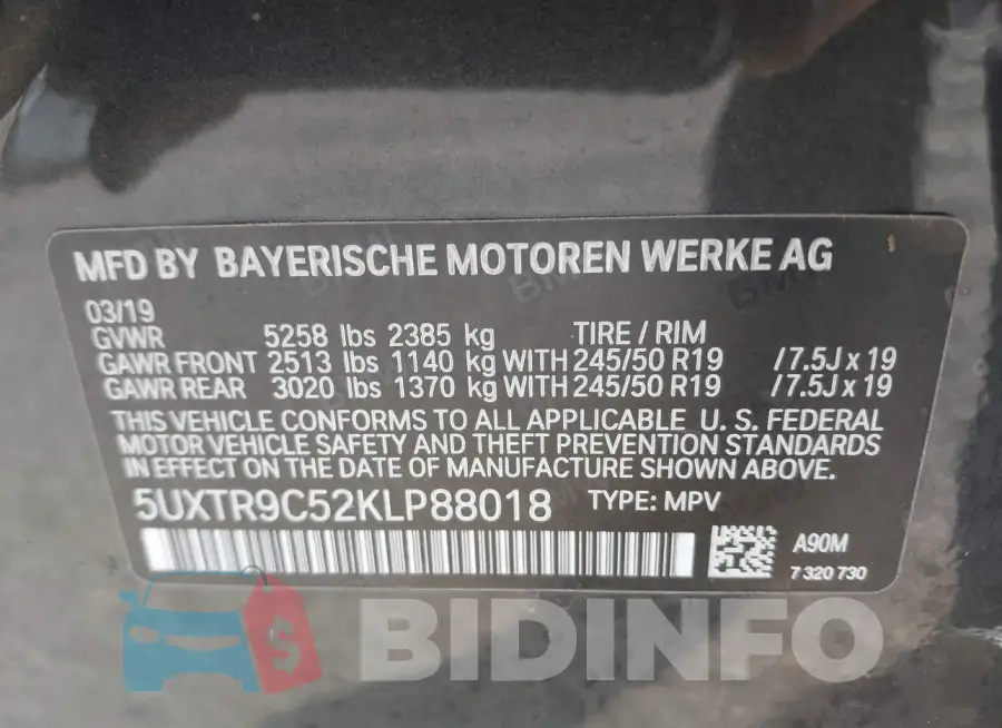 5UXTR9C52KLP88018 Photo# 9