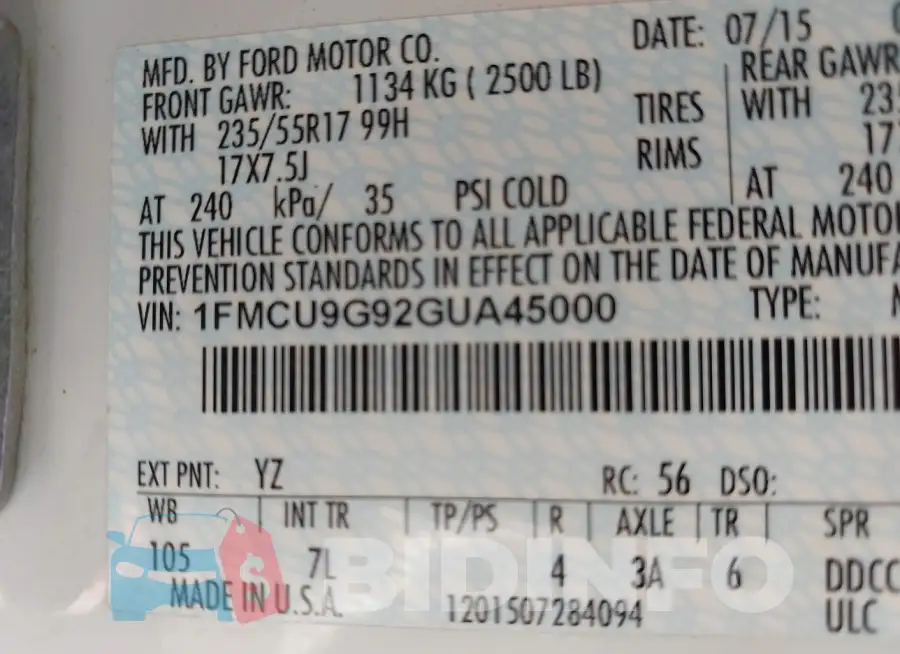 1FMCU9G92GUA45000 Photo# 9