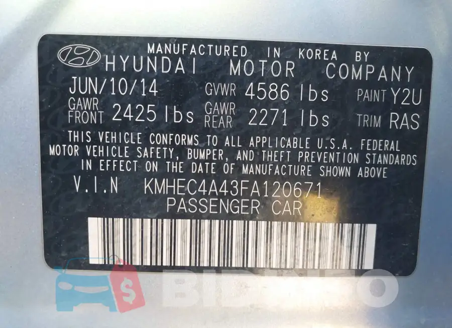 KMHEC4A43FA120671 Photo# 9
