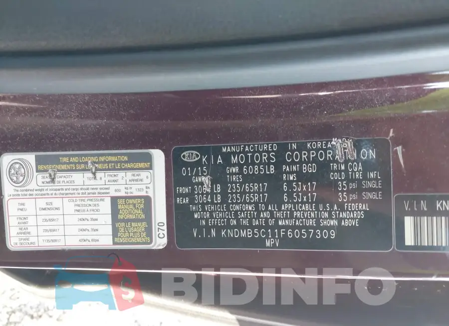 KNDMB5C11F6057309 Photo# 9