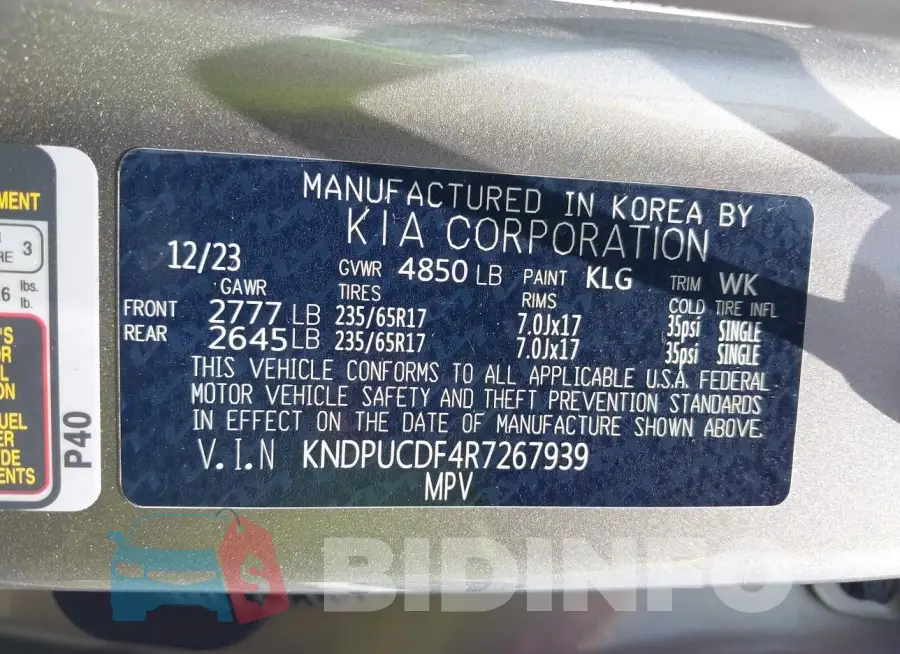 KNDPUCDF4R7267939 Photo# 9