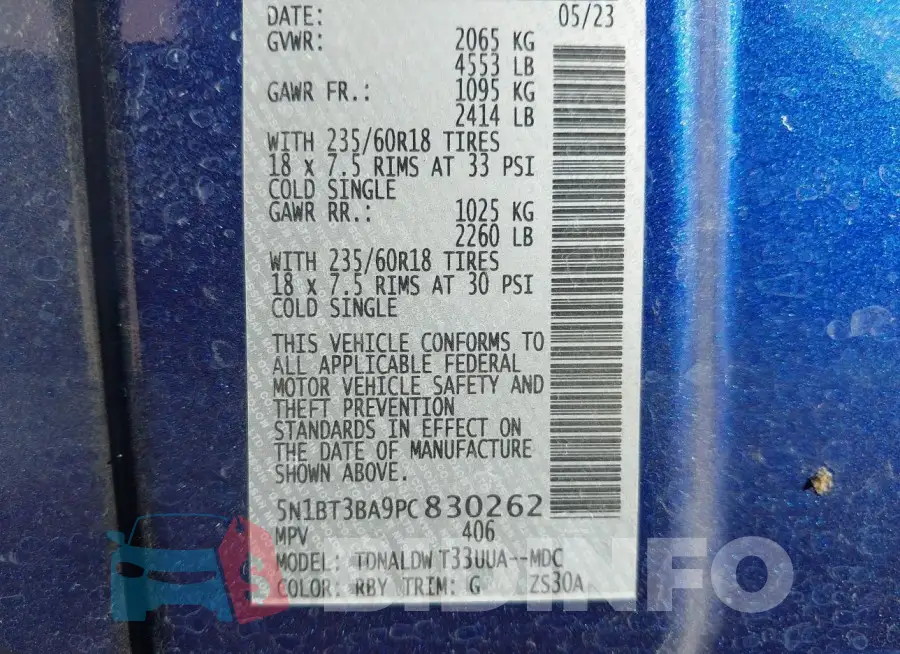 5N1BT3BA9PC830262 Photo# 9