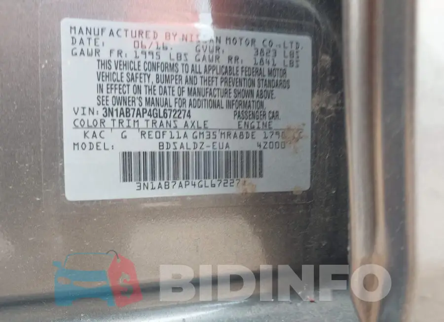 3N1AB7AP4GL672274 Photo# 9