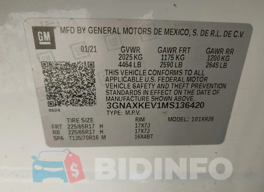 3GNAXKEV1MS136420 Photo# 9