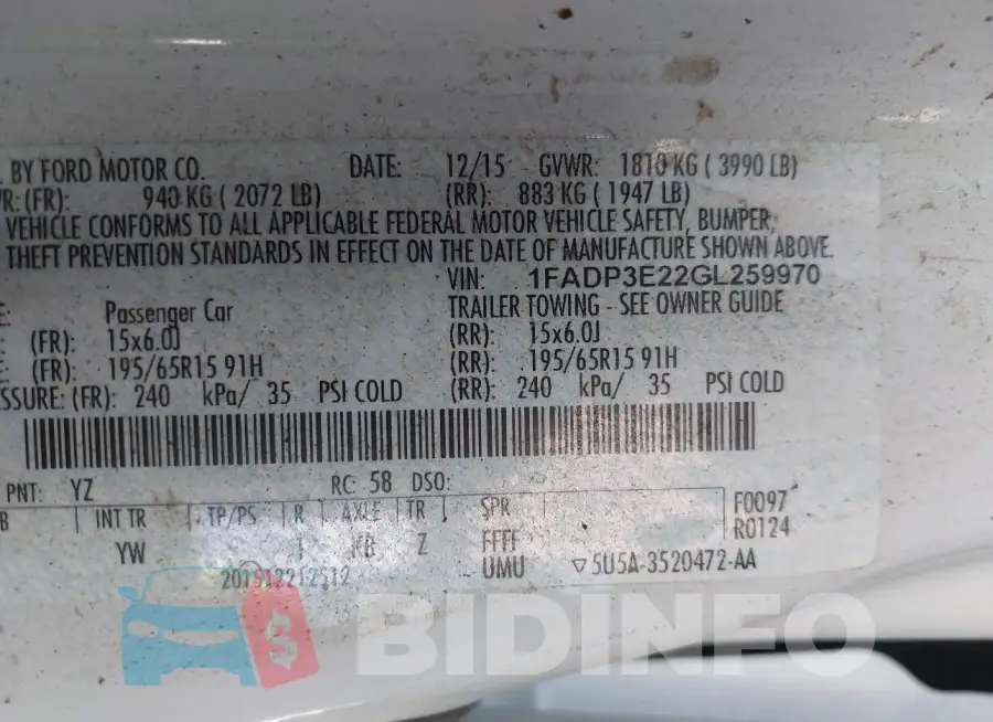 1FADP3E22GL259970 Photo# 9