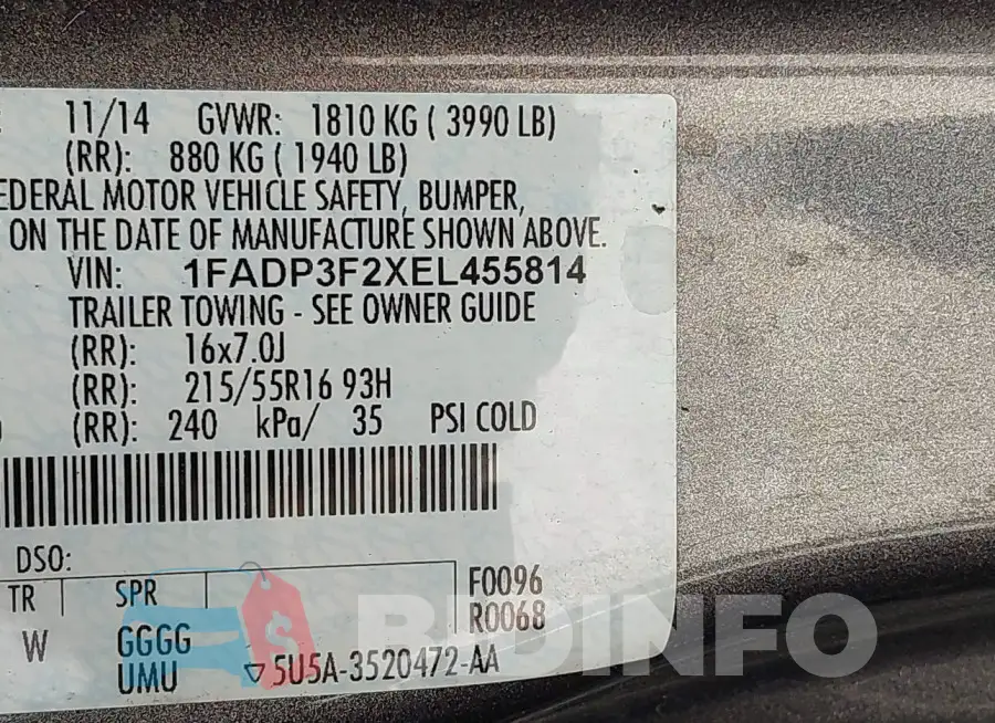 1FADP3F2XEL455814 Photo# 9