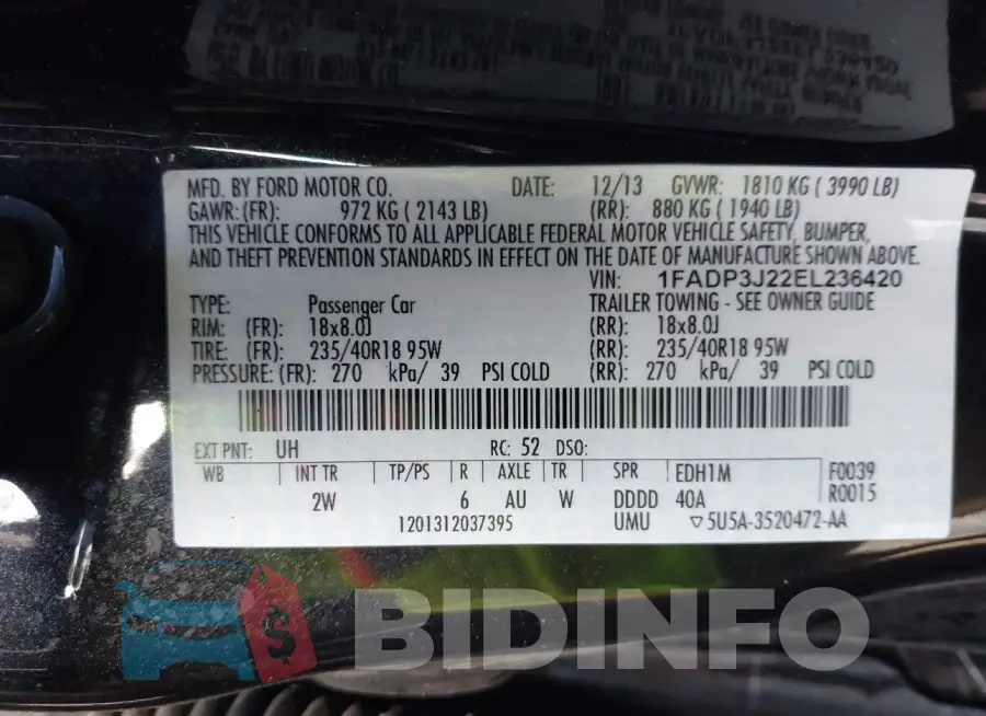 1FADP3J22EL236420 Photo# 9