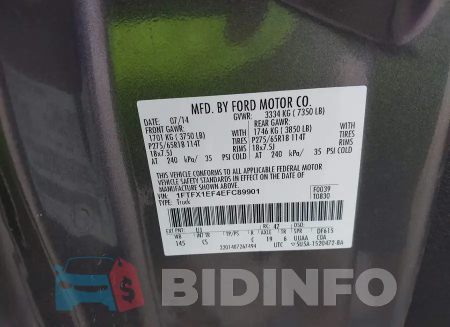 1FTFX1EF4EFC89901 Photo# 9