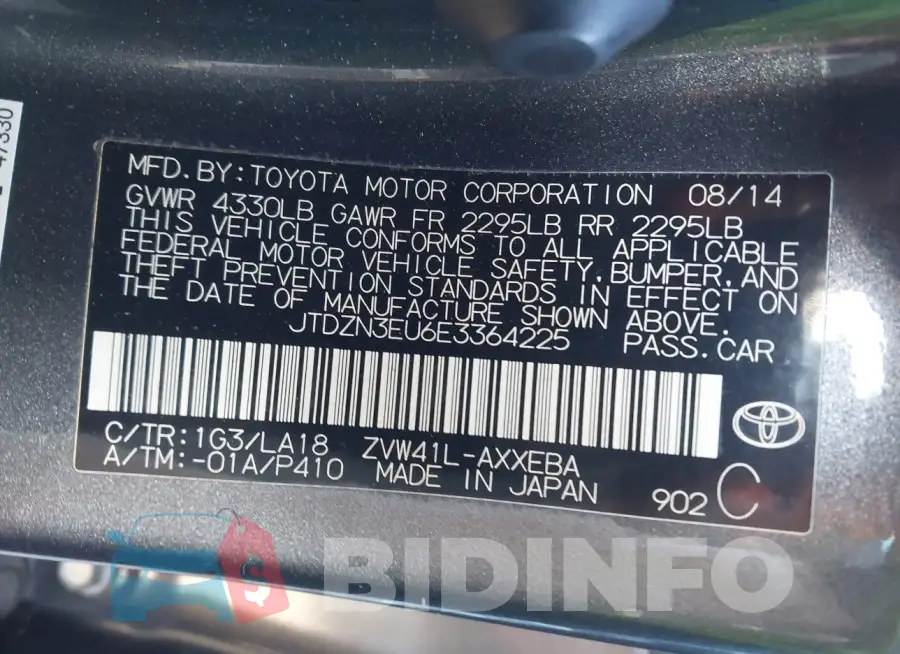 JTDZN3EU6E3364225 Photo# 9