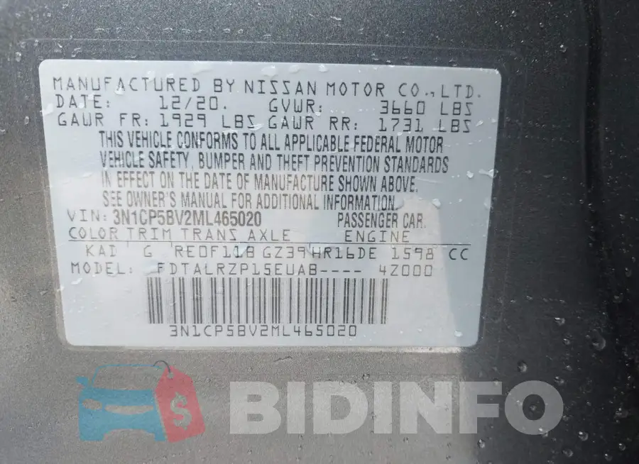 3N1CP5BV2ML465020 Photo# 9