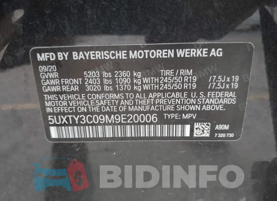 5UXTY3C09M9E20006 Photo# 9