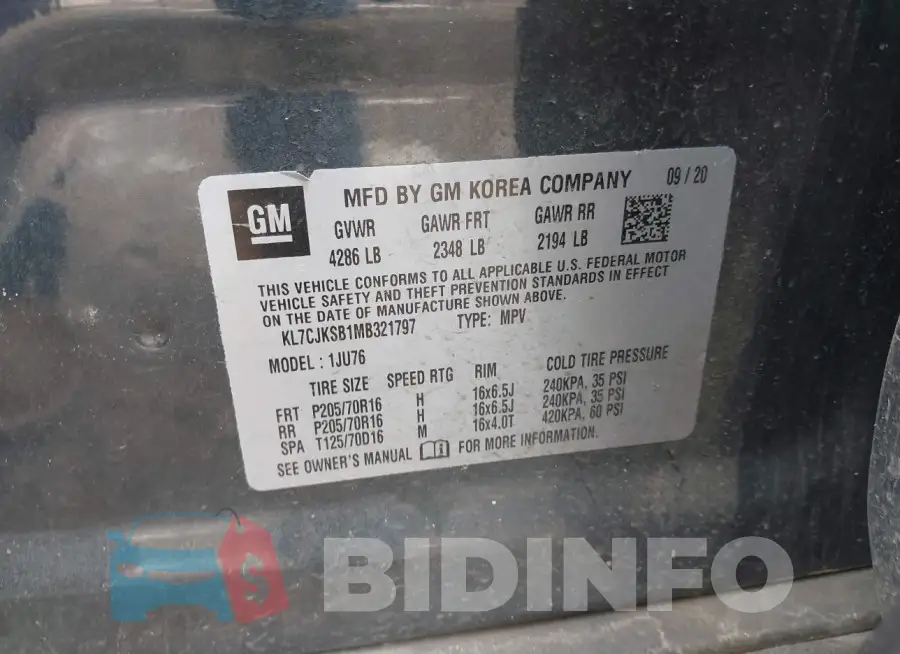 KL7CJKSB1MB321797 Photo# 9