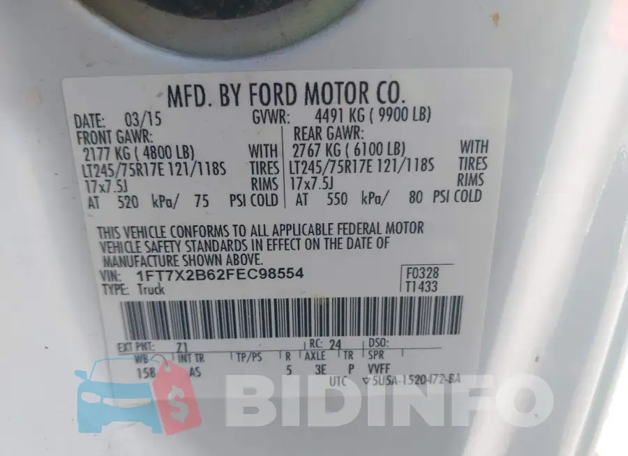 1FT7X2B62FEC98554 Photo# 9