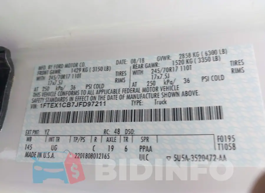 1FTEX1CB7JFD97211 Photo# 9