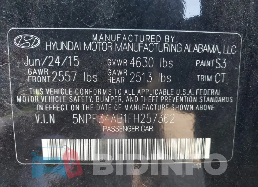 5NPE34AB1FH257362 Photo# 9