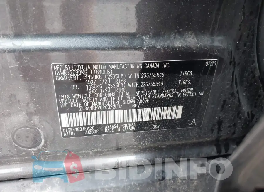 2T3A1RFV0PC372017 Photo# 9