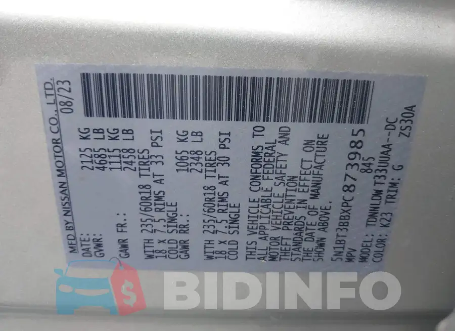 5N1BT3BBXPC873985 Photo# 9