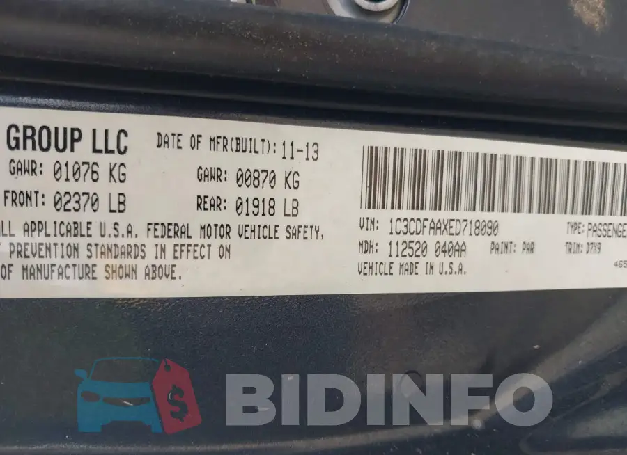 1C3CDFAAXED718090 Photo# 9