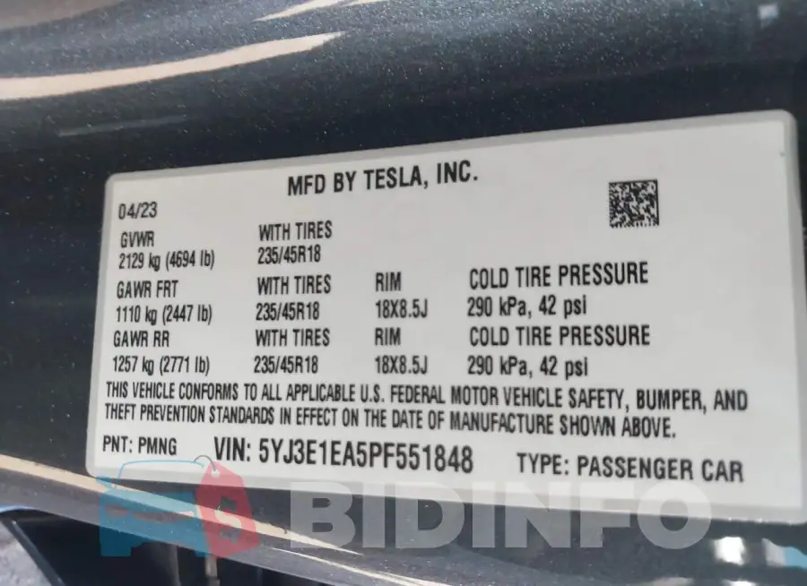 5YJ3E1EA5PF551848 Photo# 9