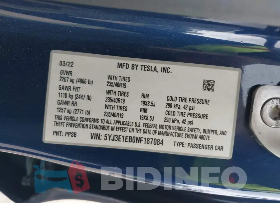 5YJ3E1EB0NF187084 Photo# 9