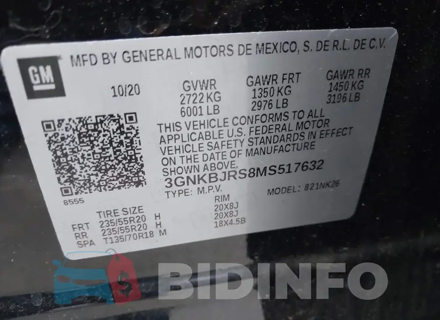 3GNKBJRS8MS517632 Photo# 9