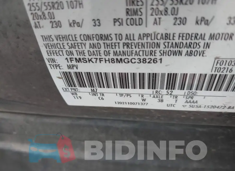 1FMSK7FH8MGC38261 Photo# 9