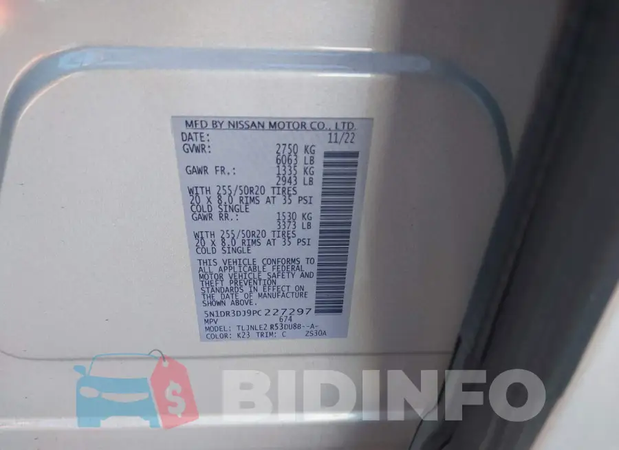 5N1DR3DJ9PC227297 Photo# 9