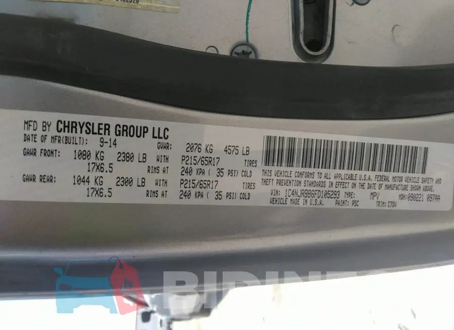 1C4NJRBB6FD105293 Photo# 9