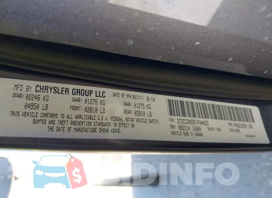 2C3CDZAG5FH704625 Photo# 9