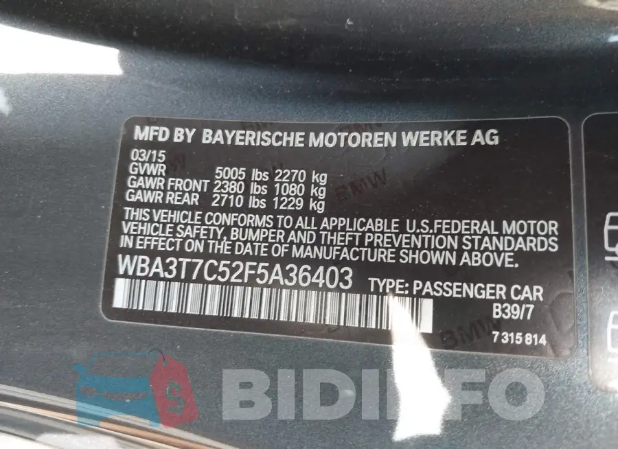 WBA3T7C52F5A36403 Photo# 9