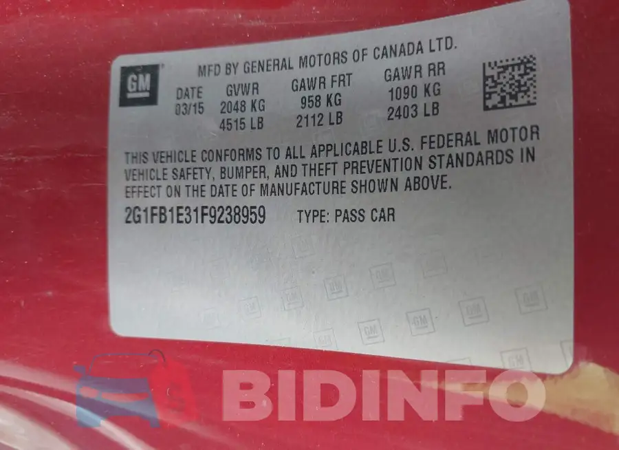 2G1FB1E31F9238959 Photo# 9