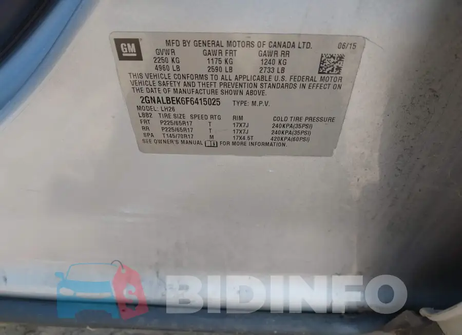 2GNALBEK6F6415025 Photo# 9