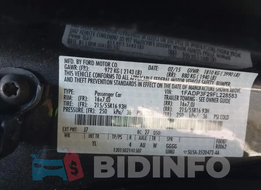 1FADP3F29FL228583 Photo# 9