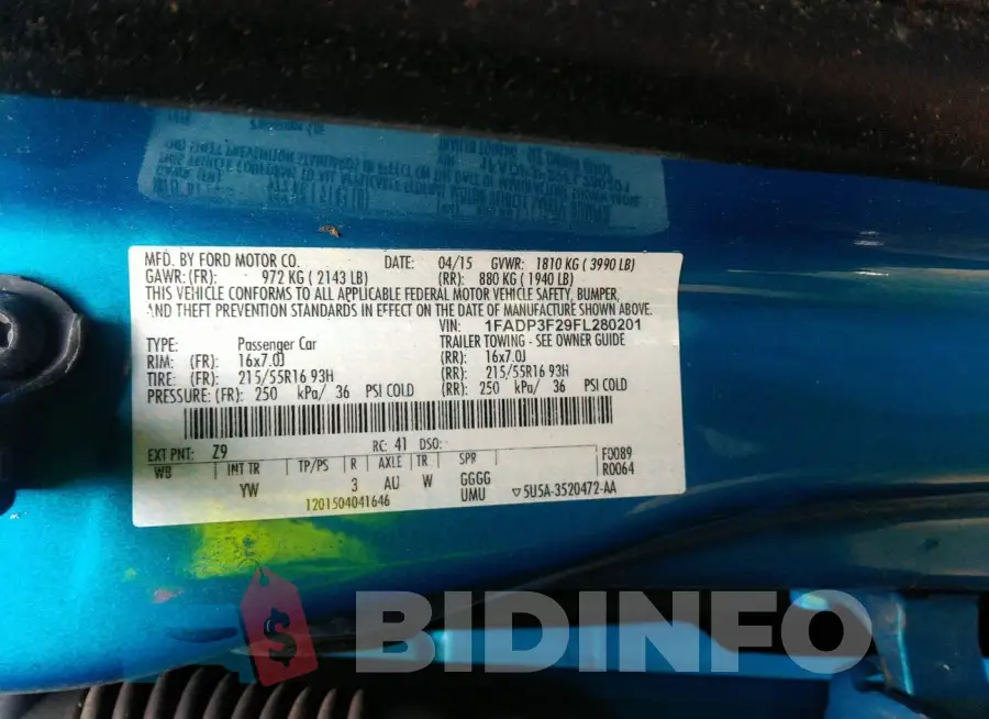 1FADP3F29FL280201 Photo# 9