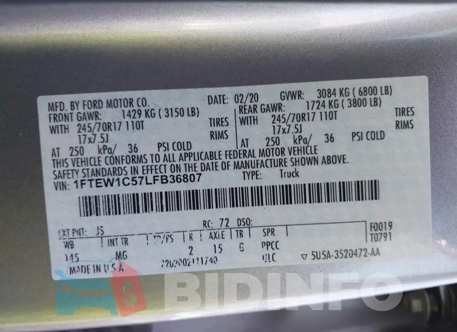 1FTEW1C57LFB36807 Photo# 9