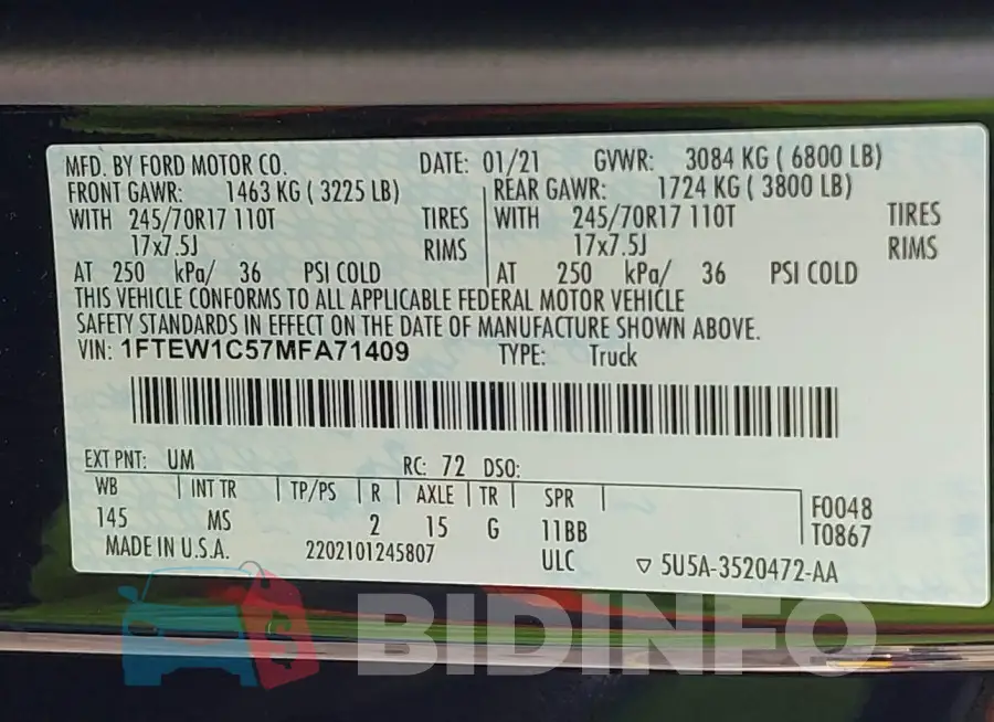 1FTEW1C57MFA71409 Photo# 9