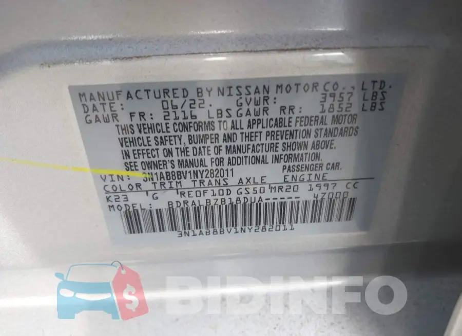 3N1AB8BV1NY282011 Photo# 9