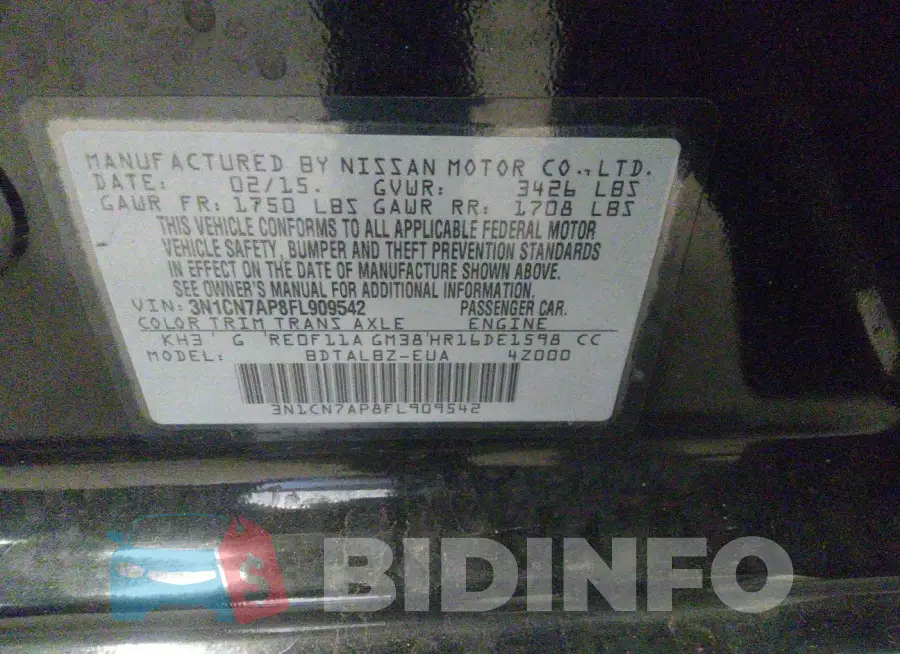 3N1CN7AP8FL909542 Photo# 9