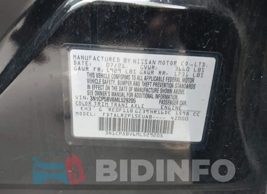 3N1CP5BV6ML529205 Photo# 9