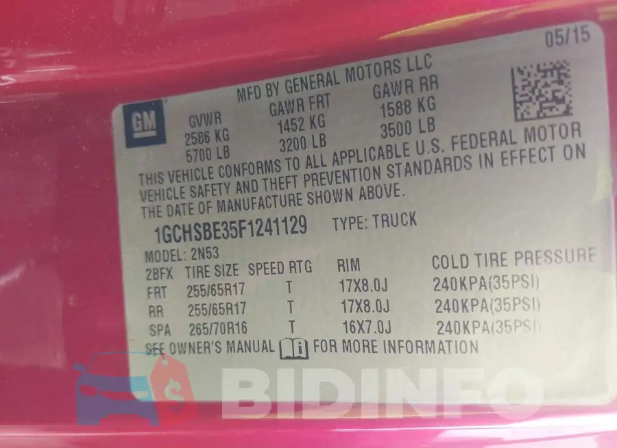 1GCHSBE35F1241129 Photo# 9