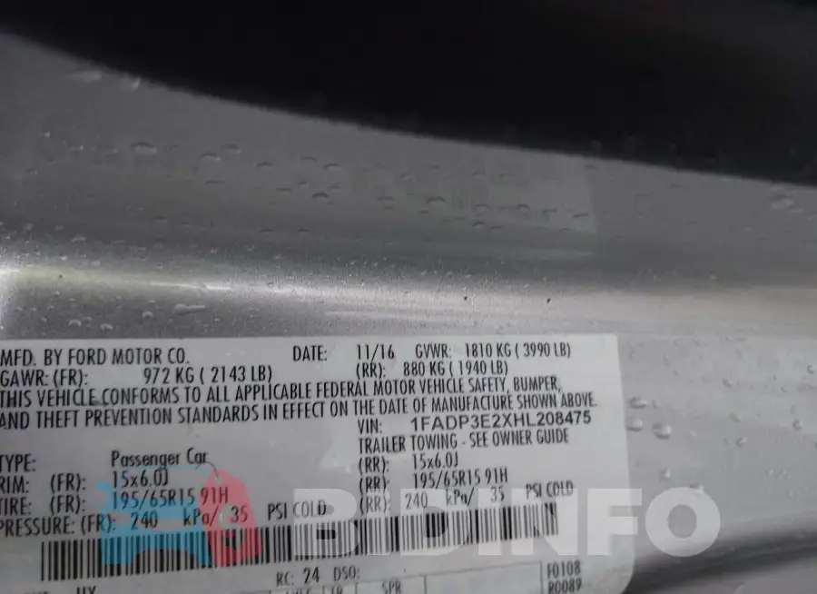 1FADP3E2XHL208475 Photo# 9