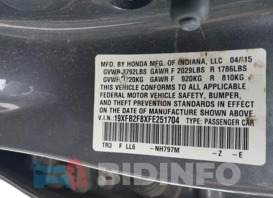19XFB2F8XFE251704 Photo# 9