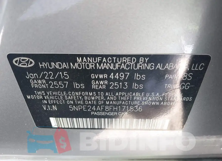 5NPE24AF8FH171536 Photo# 9
