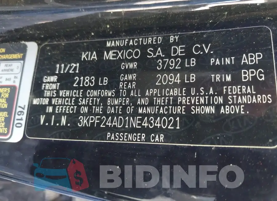 3KPF24AD1NE434021 Photo# 9