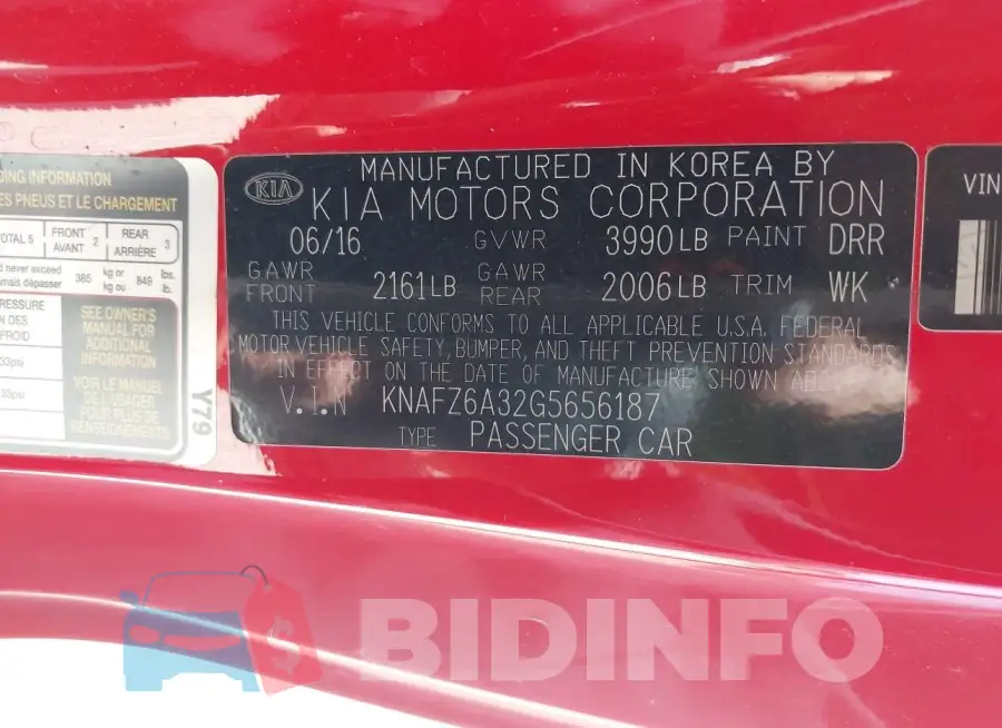 KNAFZ6A32G5656187 Photo# 9